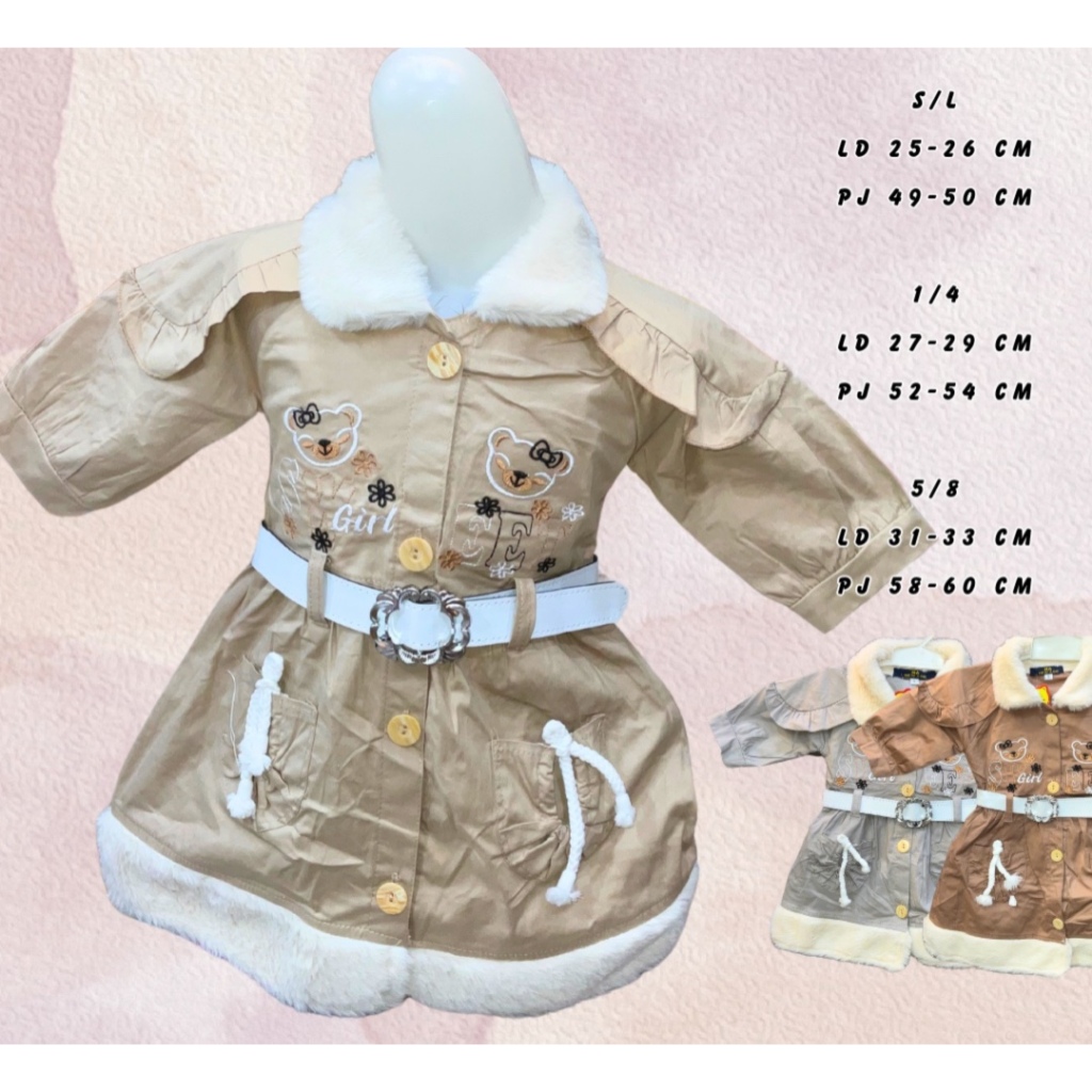 Dress Bayi / Dress Anak Bulu / Dress Bulu Anak Perempuan Usia 6 Bulan - 4 Tahun