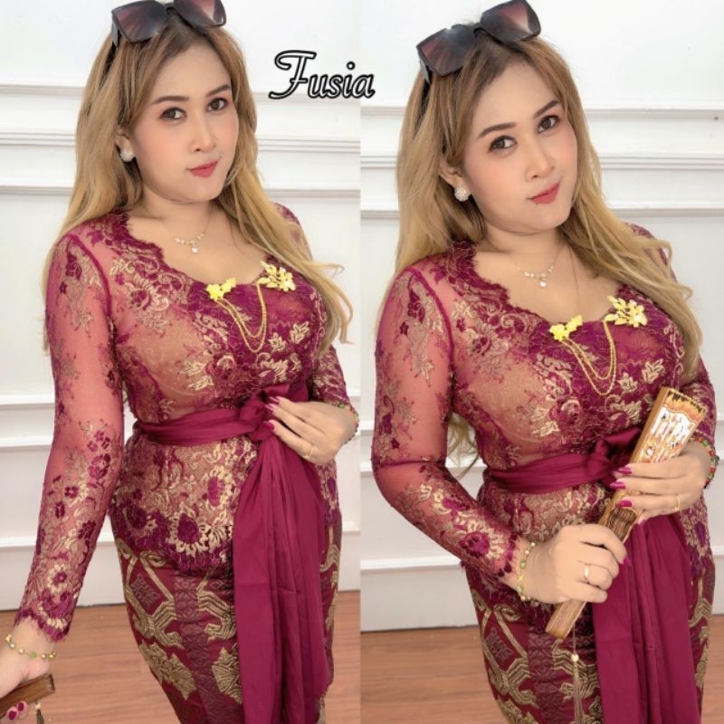 (Kebaya saja) PANJANG - kebaya bali jadi SEMIFRANCE METALIK GLOSSY SANTILY atasan baju
