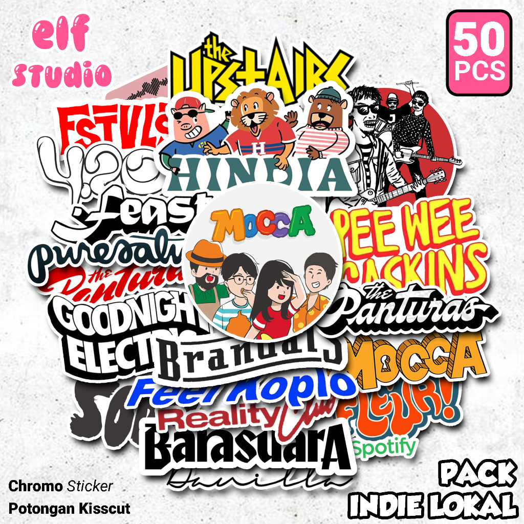 

Stiker Aesthetic Band Indie Lokal Indonesia 50 PCS Stiker Laptop Casing HP Gitar Tumbler