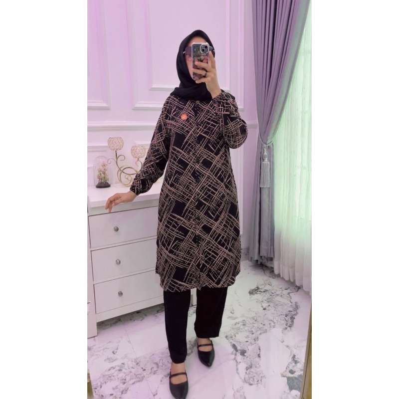 TUNIK RAYON JUMBO/TUNIK SATU SET DENGAN CELANA/BAHAN RAYON KEKINIAN VIRAL/SET TUNIK WANITA JUMBO TER