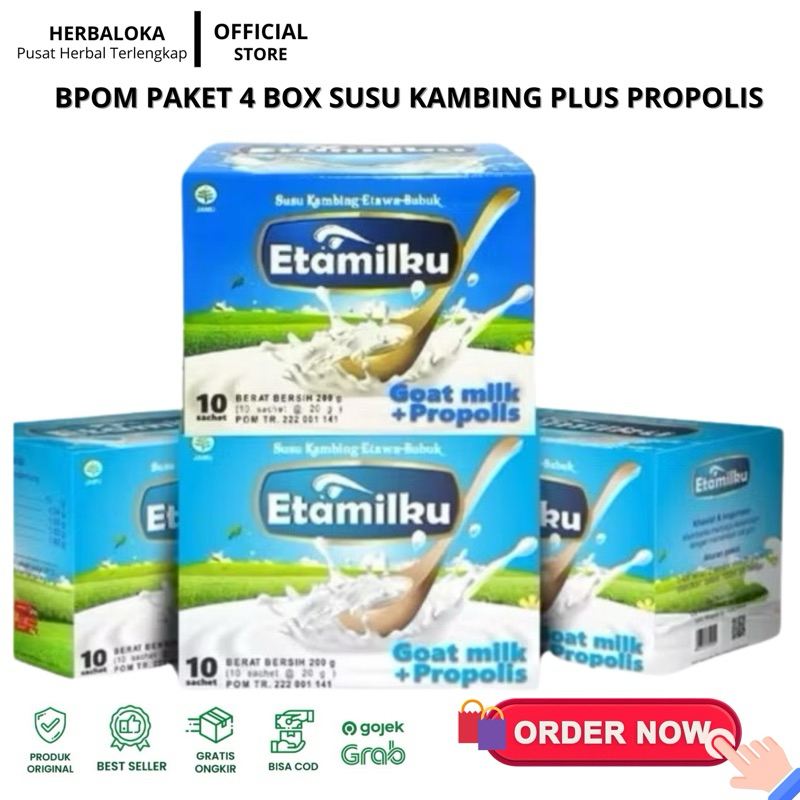 

BPOM PAKET HEMAT 4 BOX ETAMILKU Susu Kambing Etawa Bubuk Plus Propolis