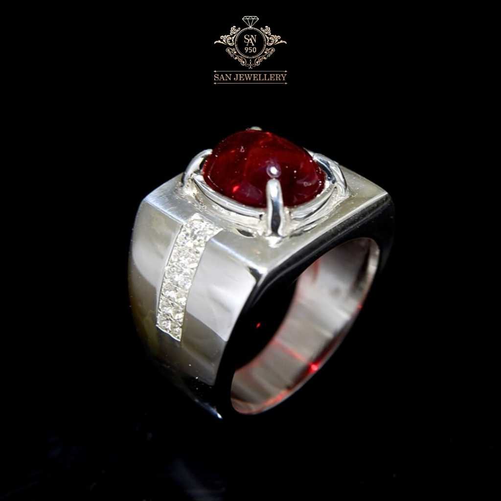 Cincin ikat batu akik permata perak pria 12