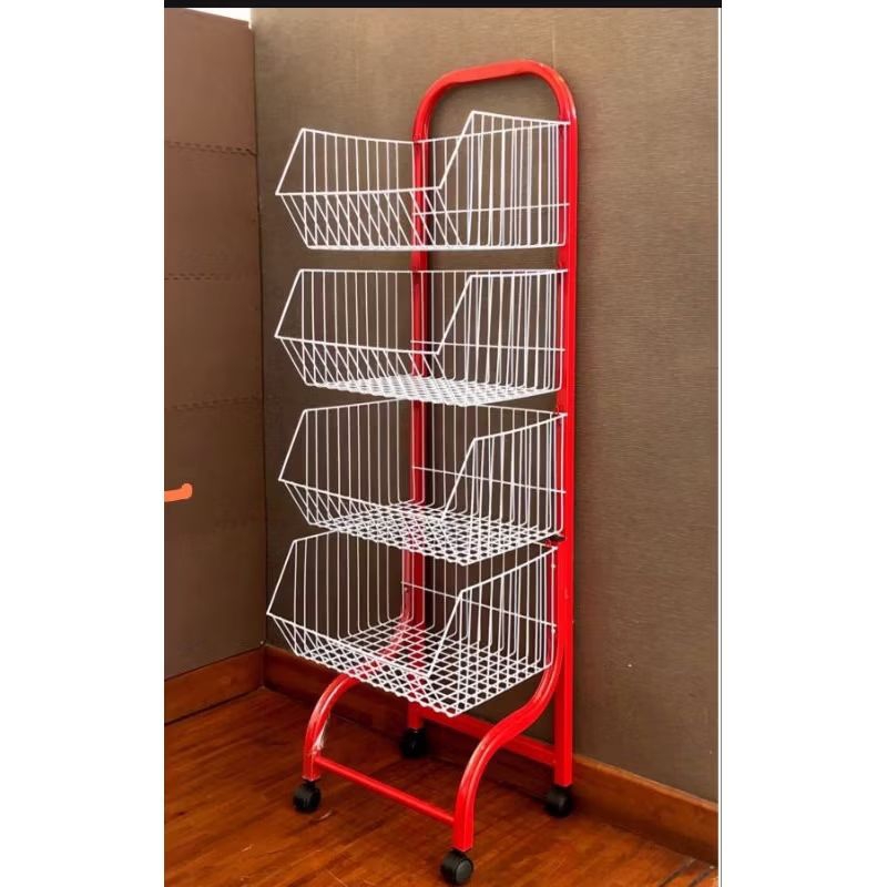 Rak besi chiki ceker kotak roda susun 4/rak jualan serbaguna pakai roda susun 4