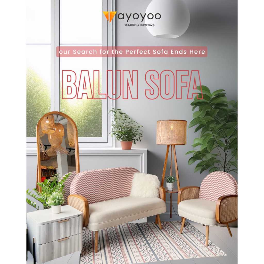 Ayoyoo Pink Chevron Balun Sofa - Kursi Tamu Kayu Kayu Jati