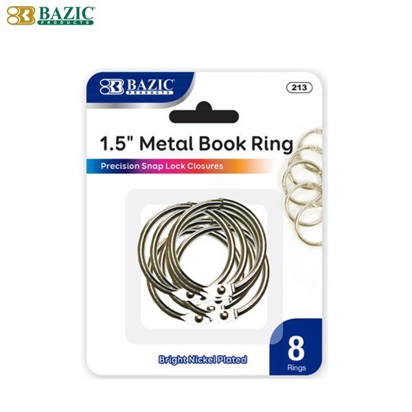 

Bazic 1.5" Metal Book Rings (8/pack) - Ring Buku