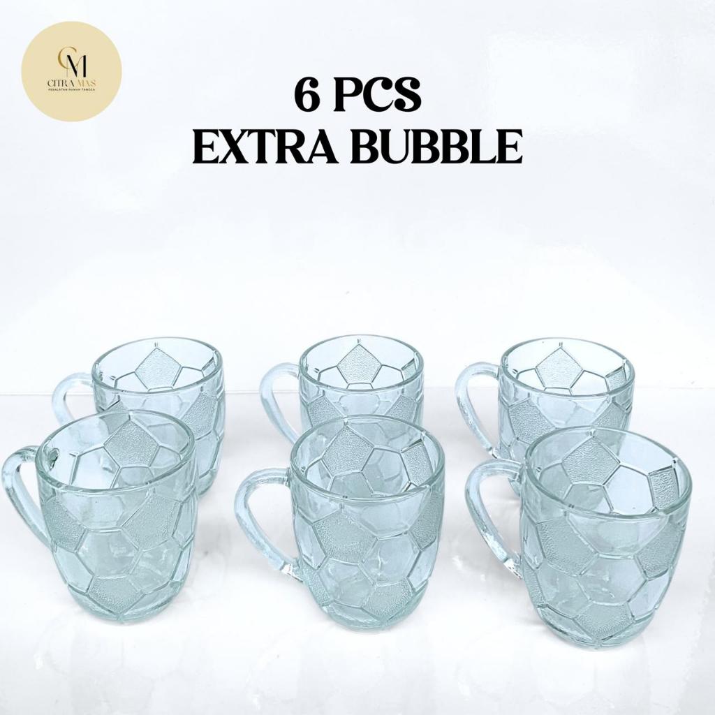 6 PCS Gelas Bola Gagang Kaca / Gelas Kopi / Gelas Kaca 6 Pcs