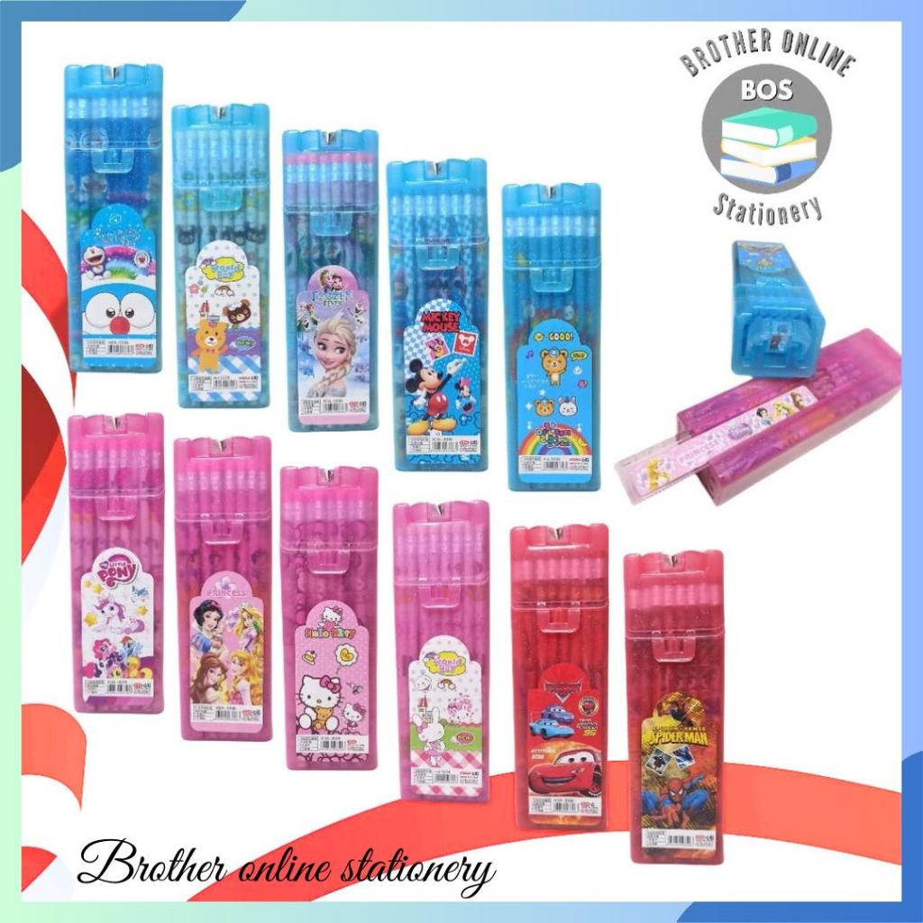 

BOS Pencil+Ruler+Pencil Box+Rautan/Pensil Case Plastik Set/Paket