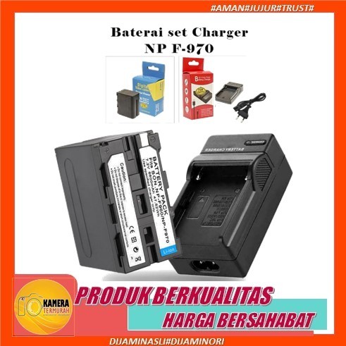 Paket Battery For Sony NP F570 F750 / Baterai Sony NP F970 NP-F970 + Charger