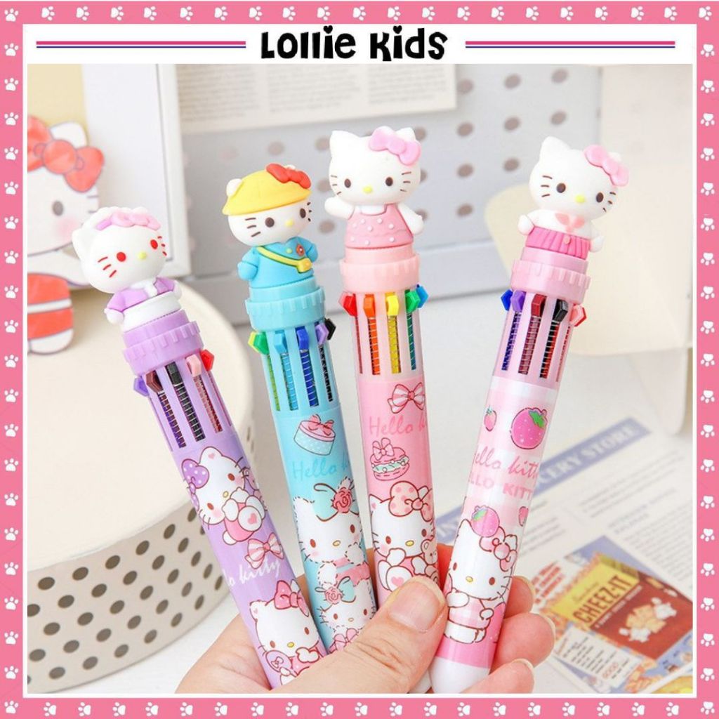 

BOLPOINT MEKANIK 10 WARNA MOTIF HELLO KITTY / PULPEN ANAK MOTIF LUCU / BOLPEN WARNA KARAKTER 3D LUCU MURAH