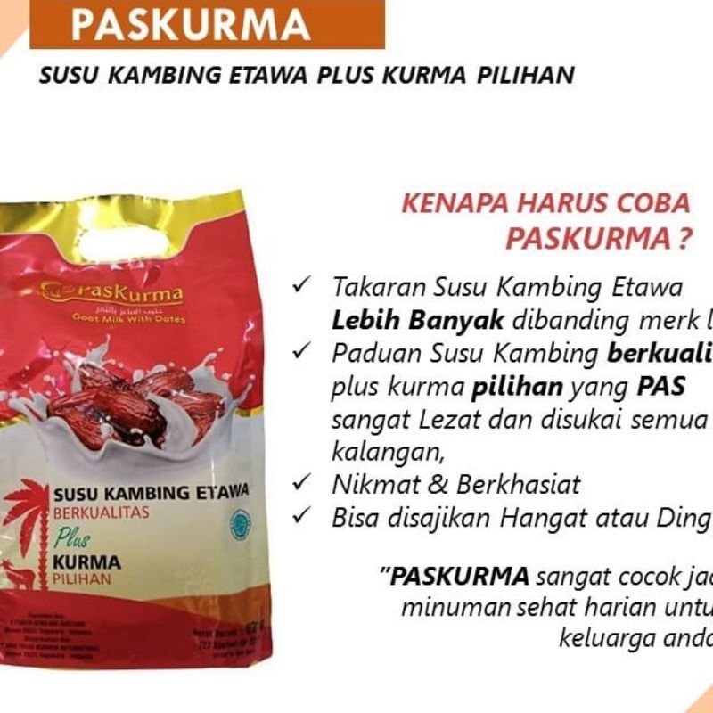 

Susu Kambing Etawa Plus Kurma Premium Paskurma Mini 1 Pouch 10 Sachet