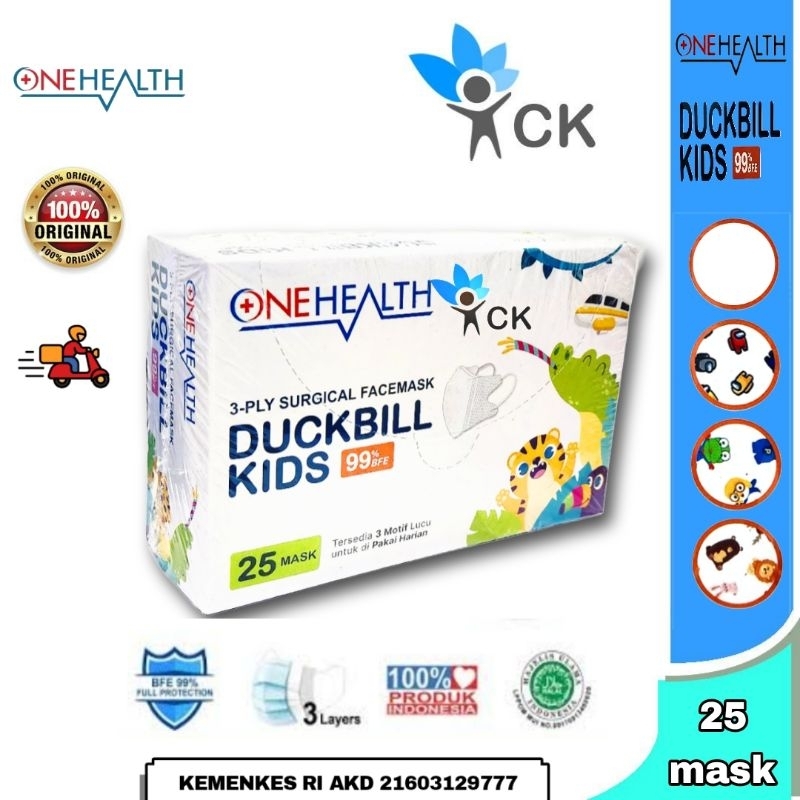 ONEHEALTH - DUCKBILL KIDS 99% BFE - masker anak duckbill box isi 25