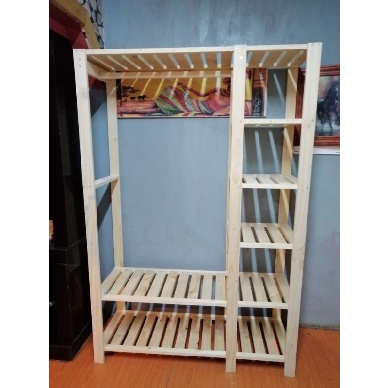 Rak Gantungan Baju Kayu Buku Bunga Etalase Hanging Rack