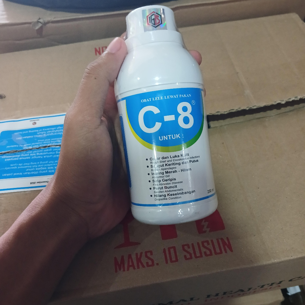 C-8 250ml Obat ikan lele Mengatasi Cacar Luka Kulit