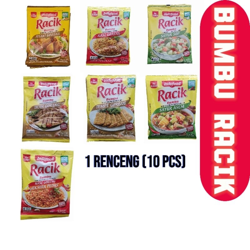 

1 renceng indofood racik bumbu instan ayam goreng ikan goreng tempe nasi goreng sayur sop sayur asem promo