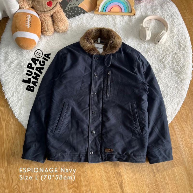ESPIONAGE N1 DECK Navy Military Parka Jaket size fit L • 100% Original