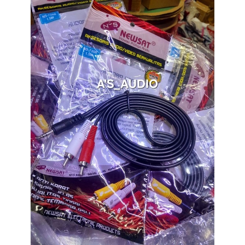 KABEL AUX 2 IN 1 KABEL JACK AUDIO PANJANG 1,5 KABEL RCA AUDIO 1 IN 2