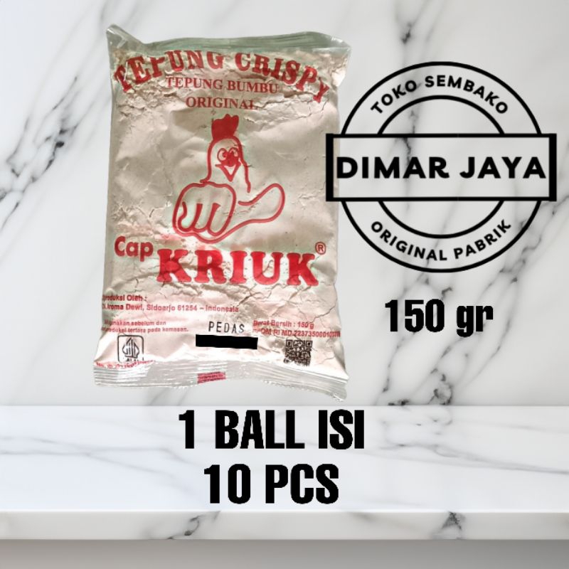 

Tepung Kriuk Cap Ayam Jempol 150gr (Pedas 1 Ball)