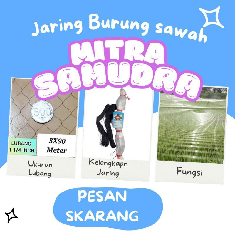 jaring burung jaring padi 1 1/4 inch / jaring burung padi sawah / jaring penutup sawah / jaring buru