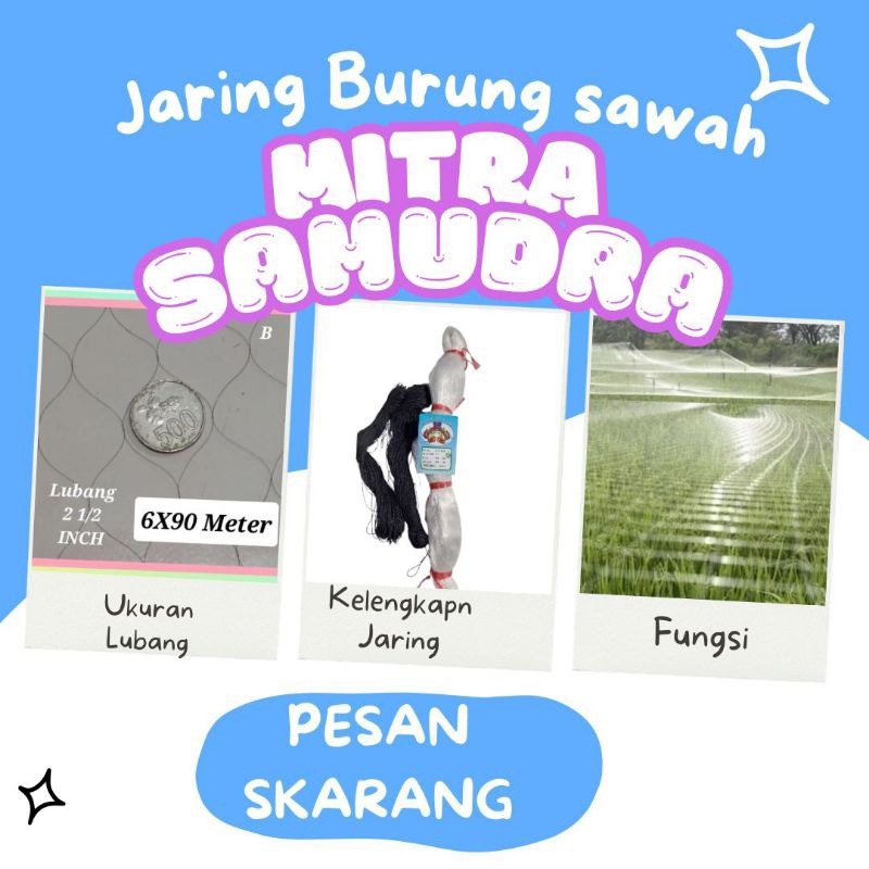jaring burung jaring padi 2 1/2 inch jaring burung pipit dan emprit / jaring penutup sawah jaring pe