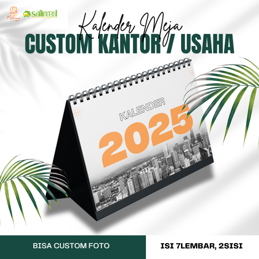 

Kalender Meja 2025 A5 Dudukan Linen Tebal Custom Kantor / Usaha | Isi 7 Lembar 2 Sisi