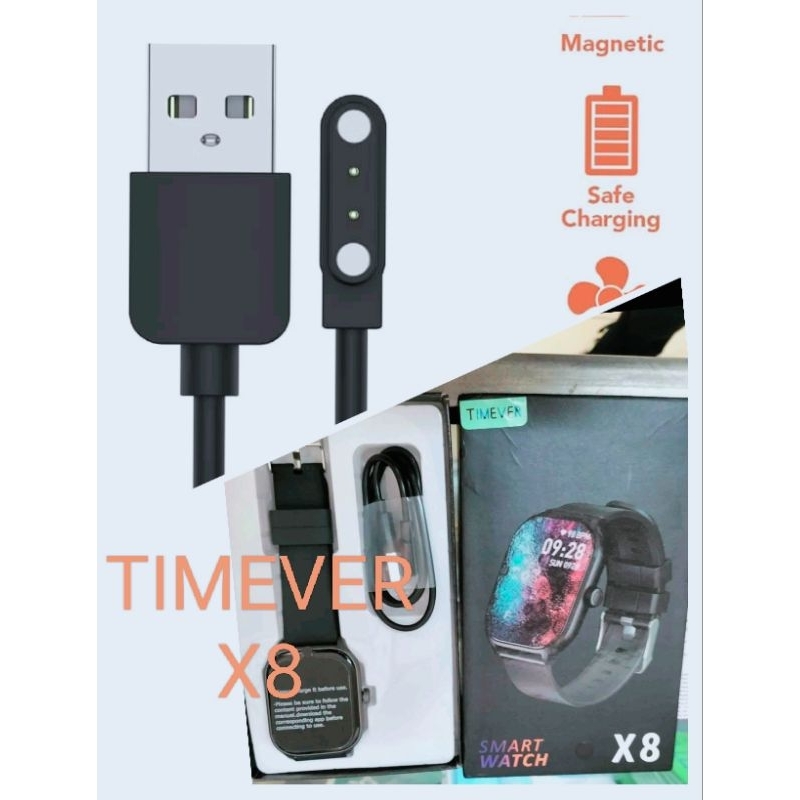 Timever X8 Smart Watch Kabel Charger Smartwatch Timever X8 Magnetic 2 pin