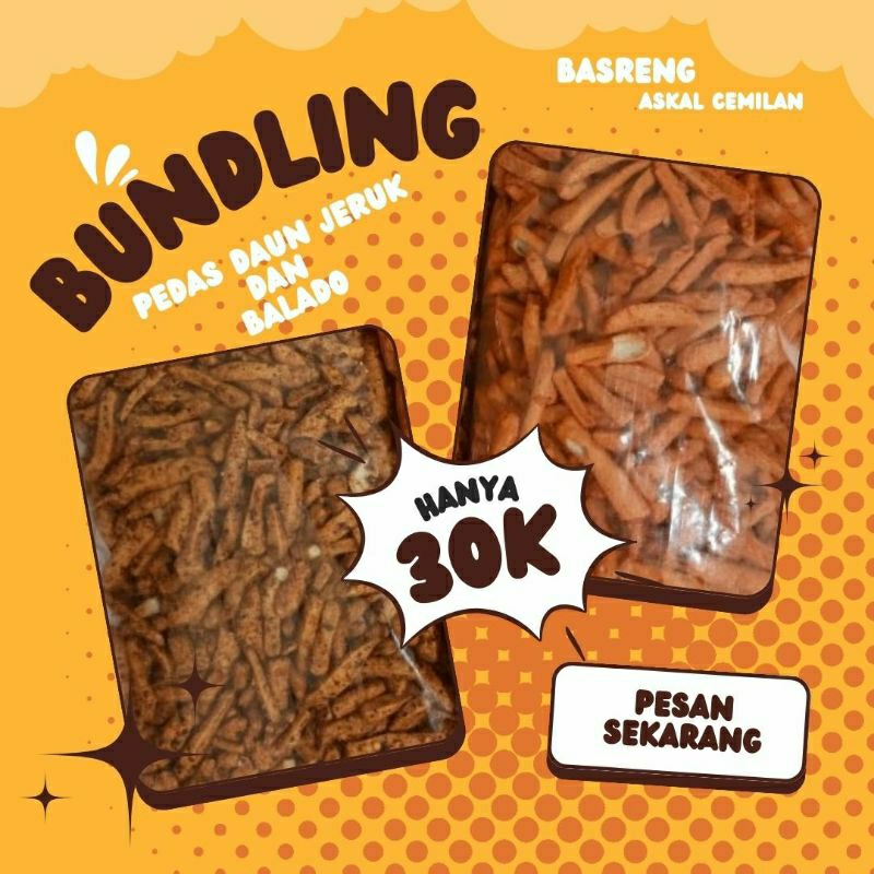 

Basreng Pedas daun jeruk + balado