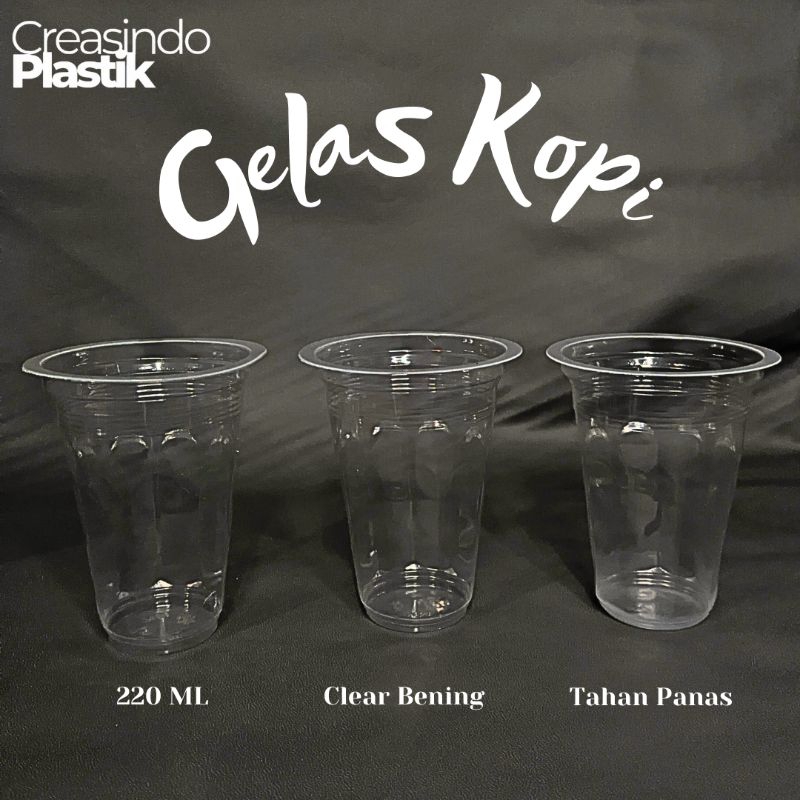 [ECERAN TERMURAH] GELAS KOPI PLASTIK / GELAS AQUA KAPASITAS 220ML / GELAS TEH TAHAN PANAS
