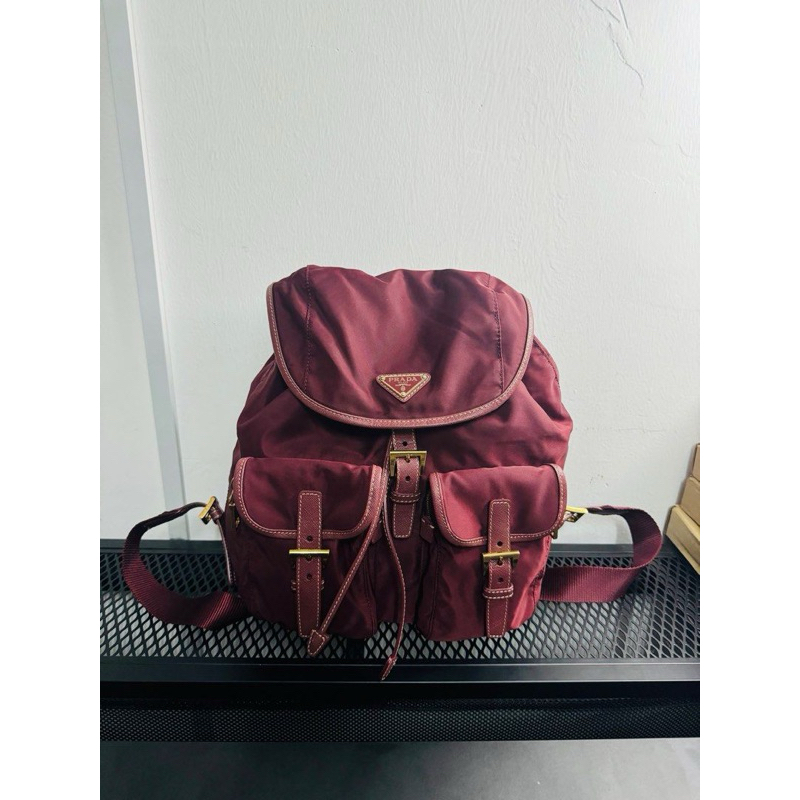 PRADA BACKPACK NYLON IN MAROON