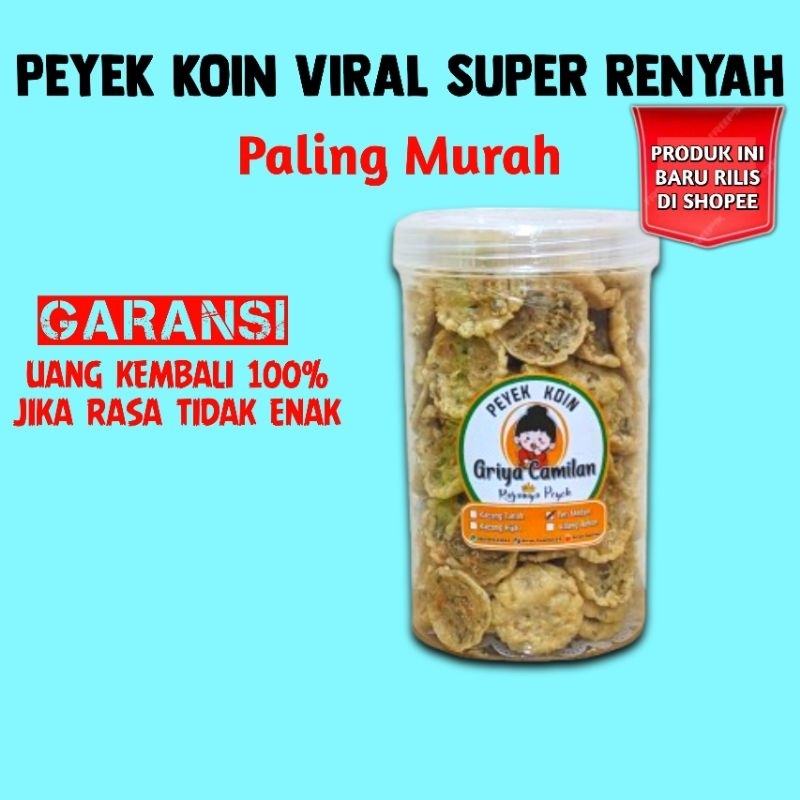 TERMURAH Peyek Koin Viral Super Renyah dan Gurih, Peyek Mini, Peyek Bulat, Peyek Kacang Hijau, Peyek