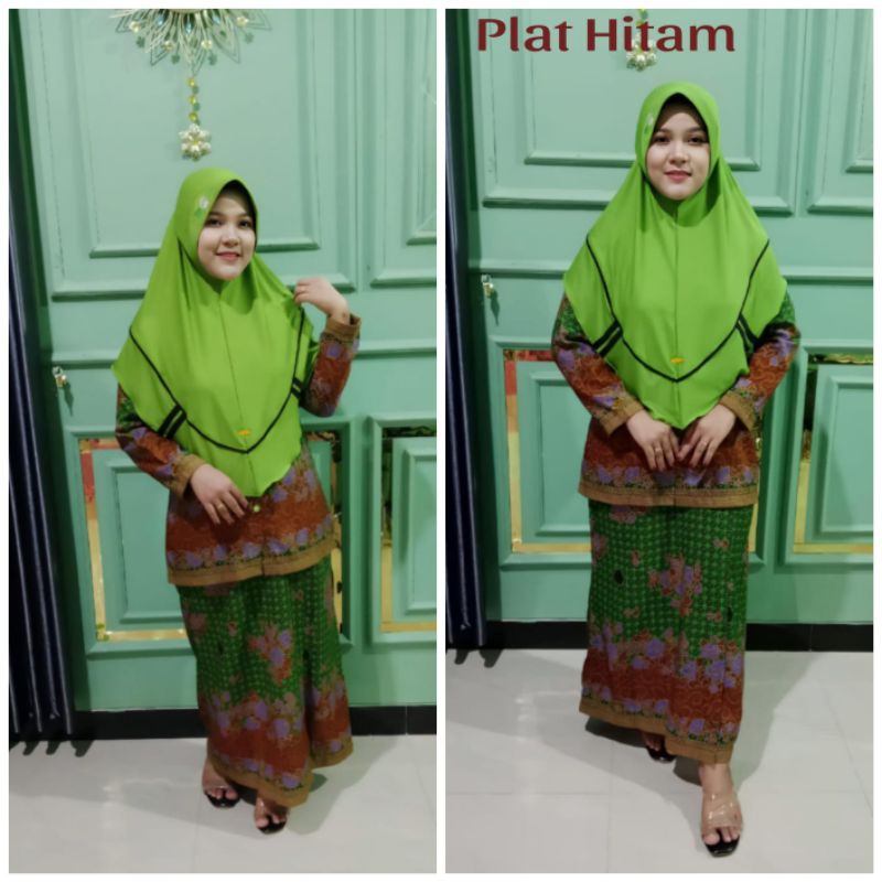 Jilbab Muslikat nu Hijau Plat Hitam