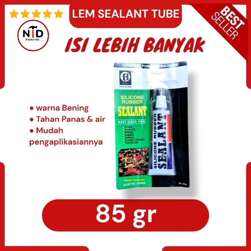 Lem sealent 85 gr / Lem kaca / lem aquarium bening / Lem super kuat kaca