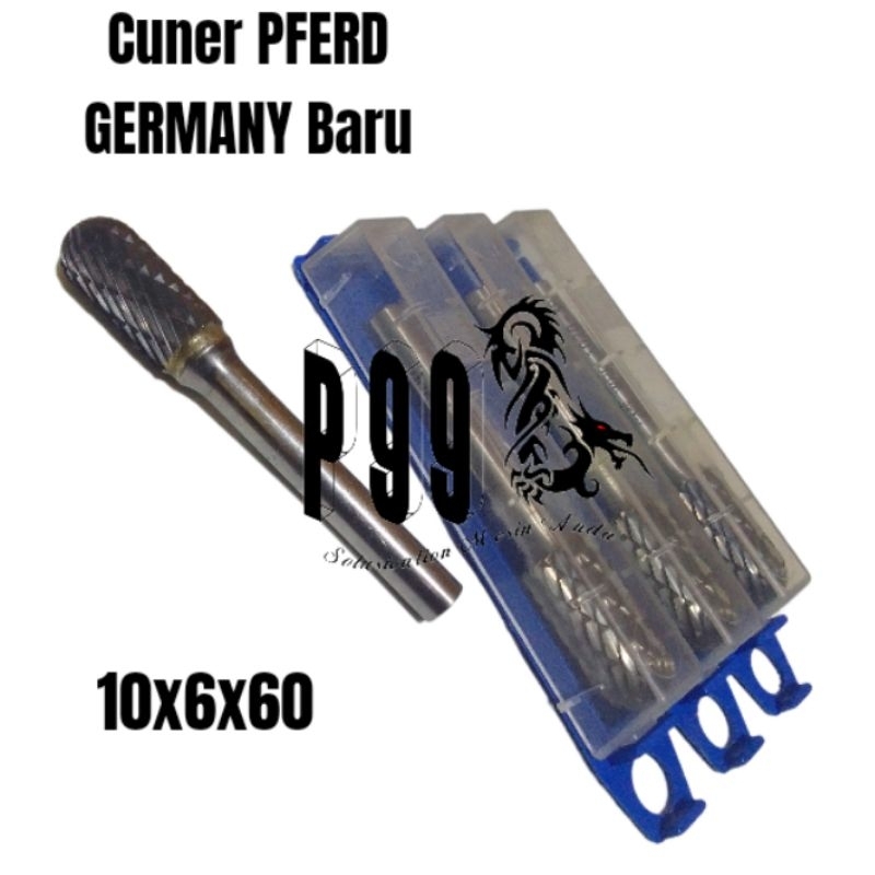 mata cuner tuner 10×6×60mm PFERD GERMAN mata porting 10mm batang 6mm searah tungsten carbide