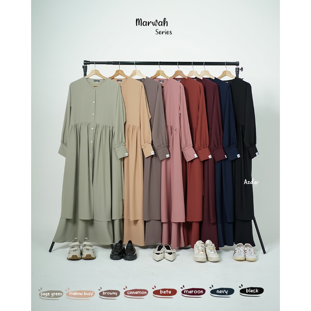 Marwah Series by Azda Indonesia Gamis Set Khimar Syari Couple Ibu dan Anak