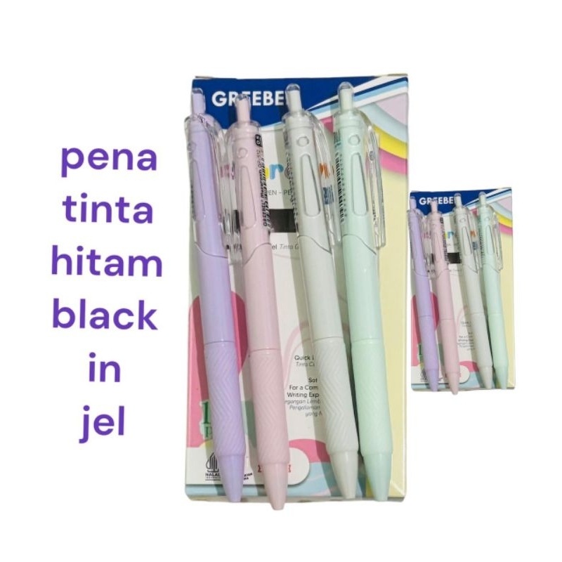 

Greebel Pen Tinta Hitam in Jel Bolpoin murah harga 1dos