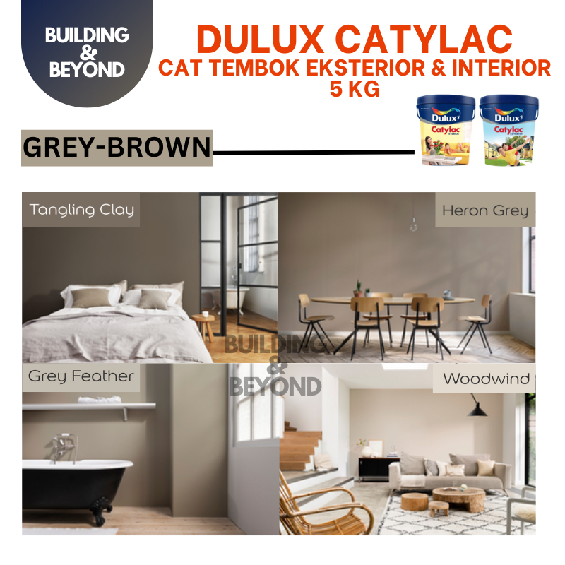 DULUX CATYLAC EKSTERIOR & INTERIOR TAUPE GREY BROWN 5 KG WARNA CAT TEMBOK AESTHETIC COKLAT ABU