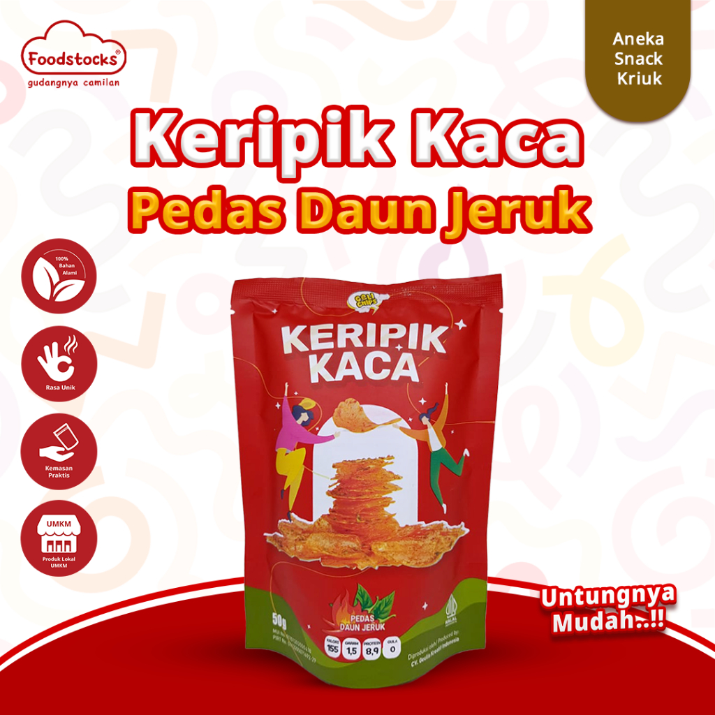 

Geli Chips - Keripik Kaca (Kripca) Pedas Daun Jeruk 50 gr