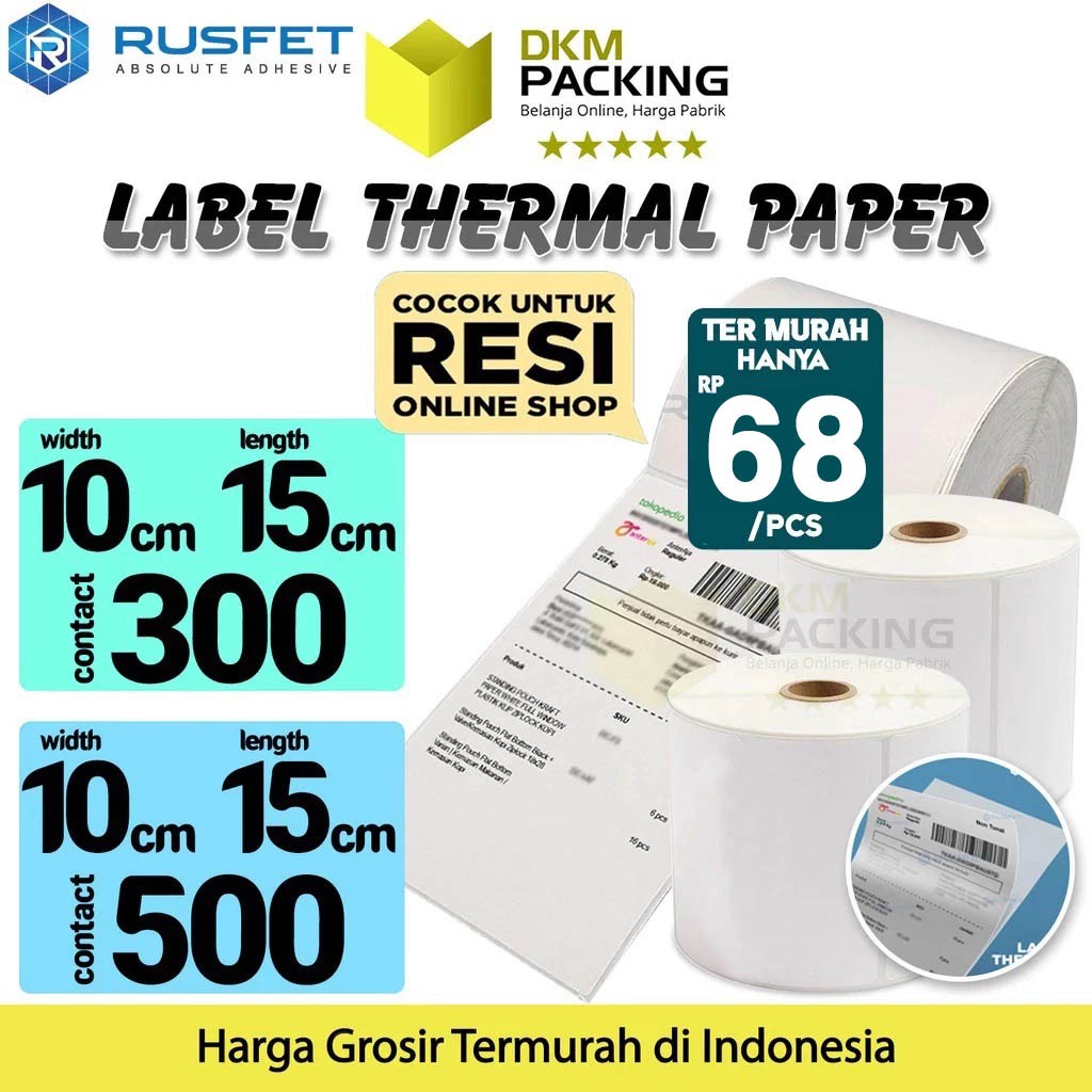 

Stiker Label Thermal Paper Sticker Barcode Resi A6 10x15cm 100x150mm RUSFET TERMURAH