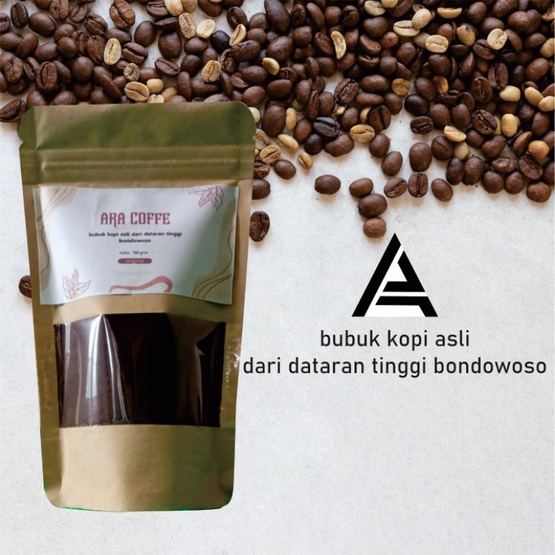 

kopi ara, bubuk kopi asli, murni, tanpa campuran