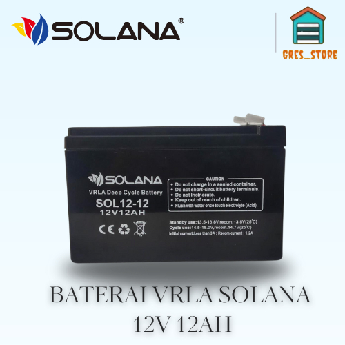 BATERAI SOLANA 12V 12AH AKI UPS SOLANA AKI SOLAR PANEL BATERAI VRLA - SOLANA 12V 12AH
