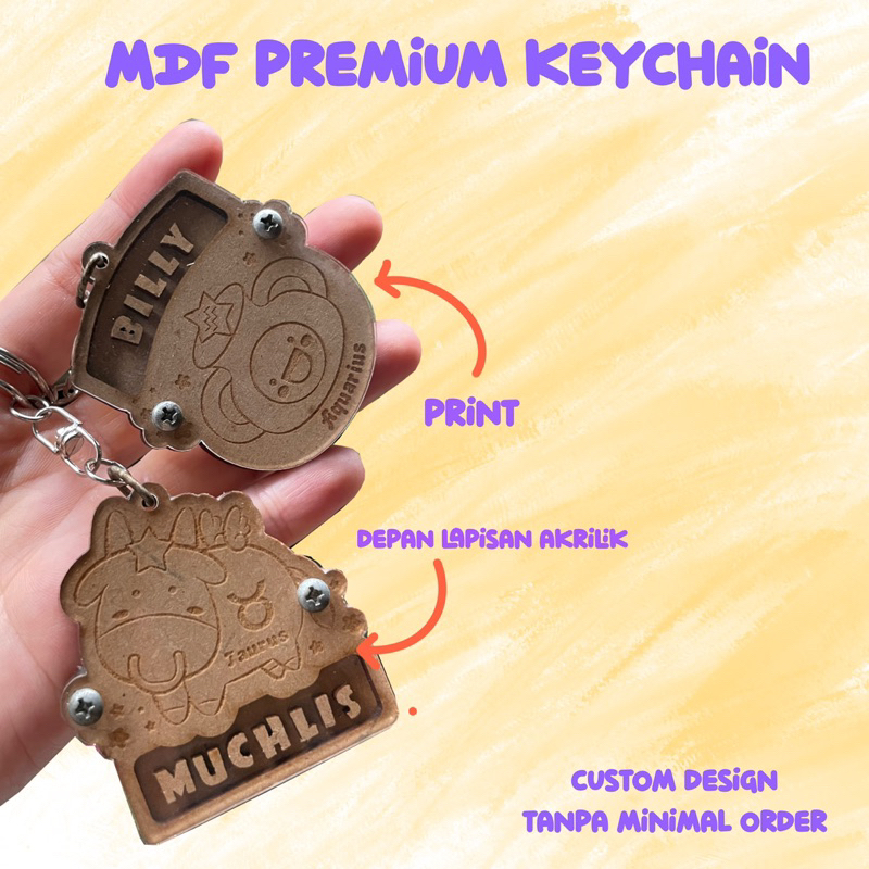 MDF PREMIUM KEYCHAIN / gantungan kunci kayu / MDF keychain / ganci MDF / ganci kayu nama