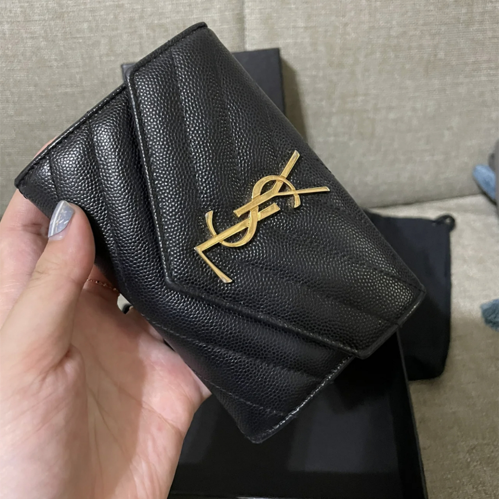 （414404  ）Dompet amplop Saint Laurent/dompet penutup/dompet/tempat kartu/klip pendek/dompet koin