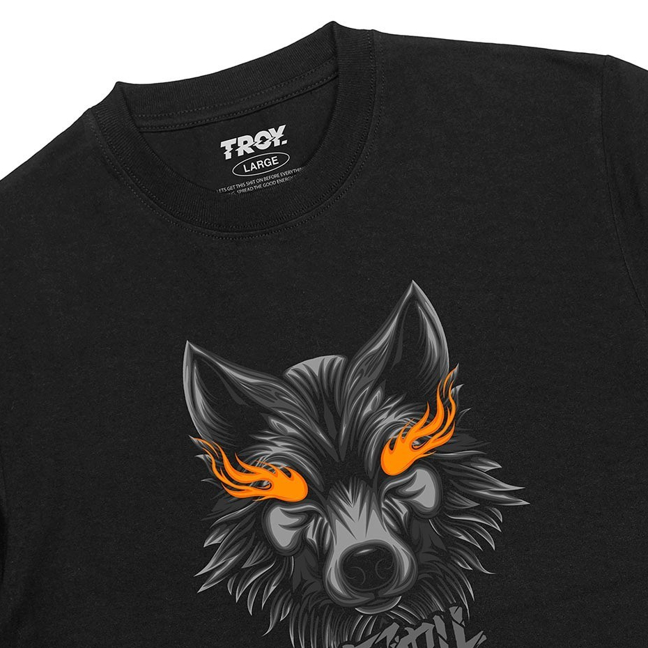 Troy Company Tshirt Black Fire Wolf - Kaos Pria Lengan Pendek Hitam MT 2407