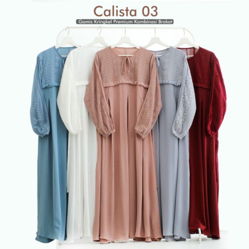 Calista 03 Gamis Kringkel Premium Kombinasi Brokat