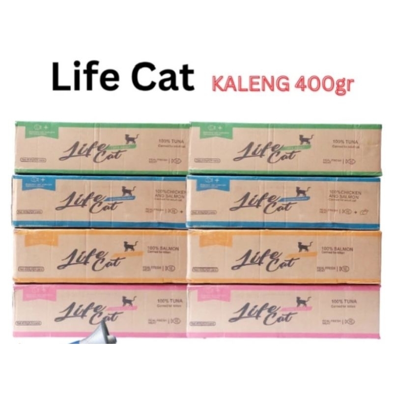 Promo Paket 1 Dus ( 24 kaleng ) Life Cat Kaleng Adult & Kitten 400gr