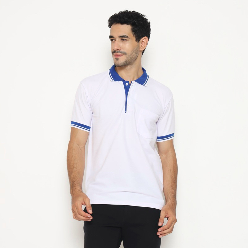 KAOS POLO SHIRT - LENGAN PENDEK - ORANGE - KERAH HITAM - SAKU