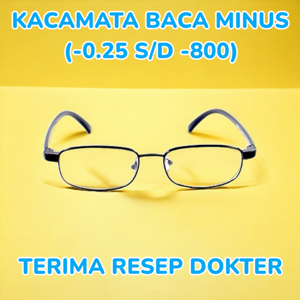 Kacamata Baca Minus Rabun Jauh Pria & Wanita Frame Ringan Lensa Tipis Hi Index Kacamata Rabun Optik