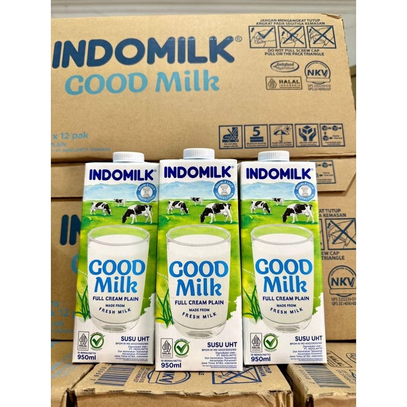 

Indomilk goodmilk 950ml susu UHT Kartonan atau 1 DUS isi 12 pcs Gress Karton