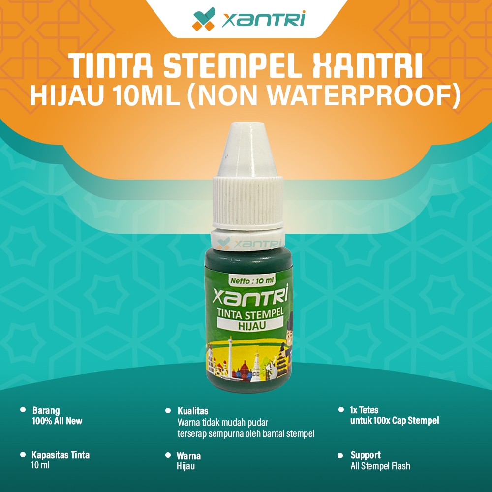 

Xantri - Tinta Refill Stempel Flash Warna Anti Luntur 10 ml Refill Ink Stamp Stampel Stempel Flash Warna 10ml Hitam Biru Merah Muda Oren Hijau Ungu Tinta Stampel Stempel Flash Warna