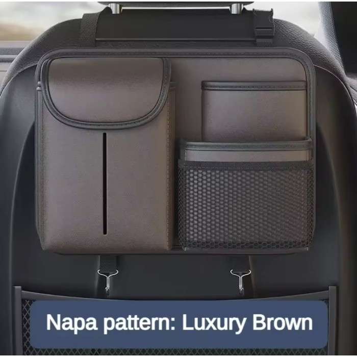 Tempat tissue mobil premium kulit gantung pocket car organizer 3087