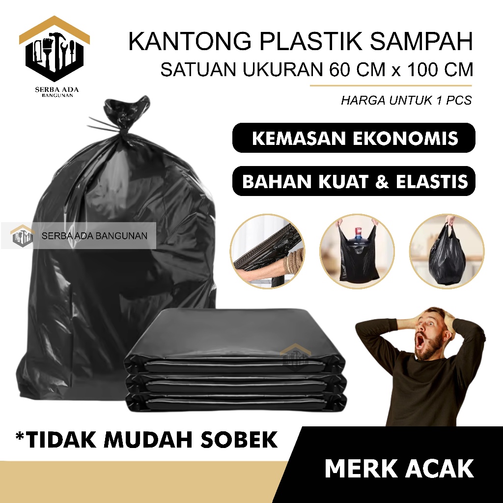 Kantong Plastik Sampah Trash Bag Hitam Ukuran 60x100 satuan ecer termurah / Kantong Sampah Plastik b